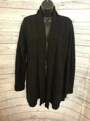 Jason Maxwell Women’s Ribbed Knit Cardigan Open Front Black Size XL Foto 1 de 4