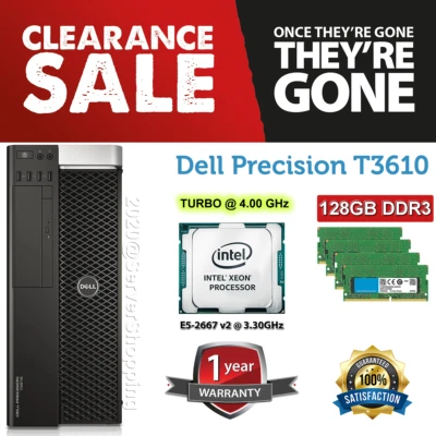 Dell Precision T3610 E5-2667v2 TURBO 4.00GHz 8-CORE 64GB DDR3 Quadro 4000 win 11 - Image 1 of 4