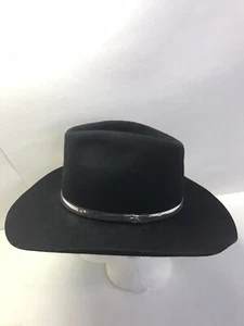 Western Express Men’s Cowboy Hat Black Faux Felt, Wool w/Silver Band Size 7 - Picture 1 of 12