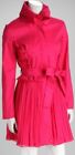 NWOT SAMUEL DONG Pleated Coat DRESS Hot Pink Zip/Button W/Sash