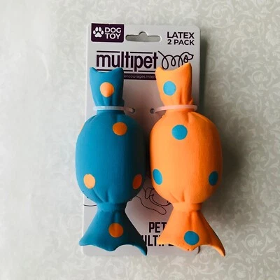 Dog multipet Latex Toy Squeakables Orange/Blue Size : 4.5" X 2.0" - Image 1 of 3