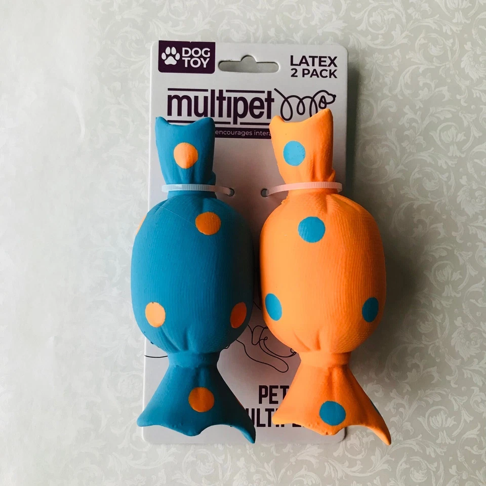 Dog multipet Latex Toy Squeakables Orange/Blue Size : 4.5" X 2.0" - Image 1 of 3