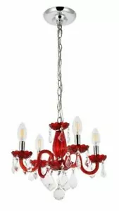 Crystal Pendant Red Light Fixture Chandelier Bedroom Bathroom Kitchen Lighting - Picture 1 of 9
