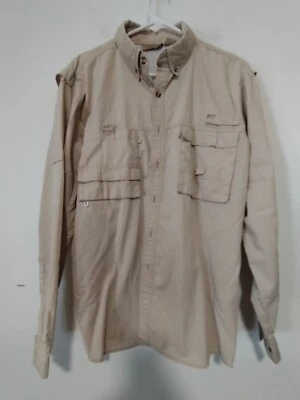Rugged Earth Outfitters Men's Size M Beige Outdoors Long Sleeve Button Up Shirt - Image 1 of 4