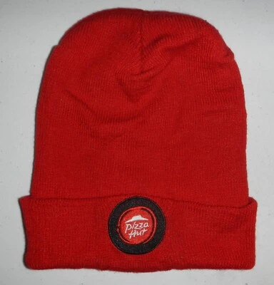Pizza Hut Restaurant Logo Delivery Uniform Worker Red Winter Beanie Hat Cap - Image 1 of 4