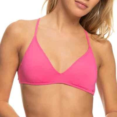 Roxy Beach Classics Athletic Triangle Bikini Swim Top Women Large Shocking Pink - Image 1 of 3