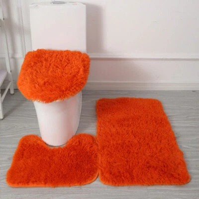 Toilet Seat Cushion Solid Color Mat Door Mat Three-piece Bathroom Mat Simplicity - Image 1 of 4