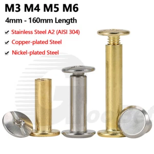 Flat Leather Belt Rivets Chicago Screws Studs Nail Head Binding Book 4mm - 160mm - Picture 1 of 153