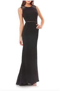 Carmen Marc Valvo Negro Embellecido Vestido Elástico Talla 2 Nuevo con Etiquetas $398 - Imagen 1 de 5