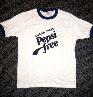 Camiseta Vintage Pepsi Cola PEPSI FREE Timbre • Camiseta Grande Soda Pop Hanes L Foto 1 de 4
