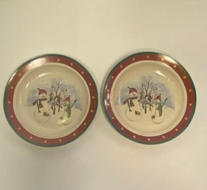Royal Seasons Stoneware Plates RN2 Snowmen Bread and Butter Winter Lot of two - Picture 1 of 2
