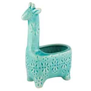 Lake Blue Giraffe Planter Ceramic - Large 5"W x 2.75"L x 8"H - Picture 1 of 1