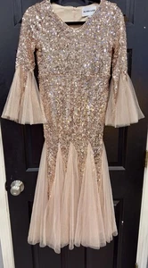 Vestido formal de lentejuelas doradas Alisa & Leo para niñas 12 nuevo con etiquetas - Imagen 1 de 8