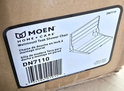 Asiento de ducha de madera montado en la pared de acero Moen DN7110 de la colección de cuidado del hogar Foto 1 de 4