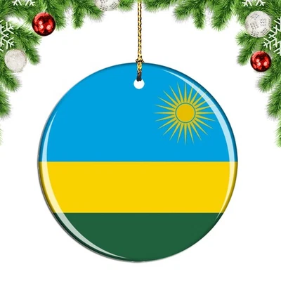 Rwanda Flag Round Christmas ornament city travel souvenir - Image 1 of 3