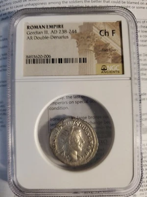Gordian The 3rd Ar Doble Denario Plata Ngc Soporte Calificado Ch Fino... Genuino... Foto 1 de 4