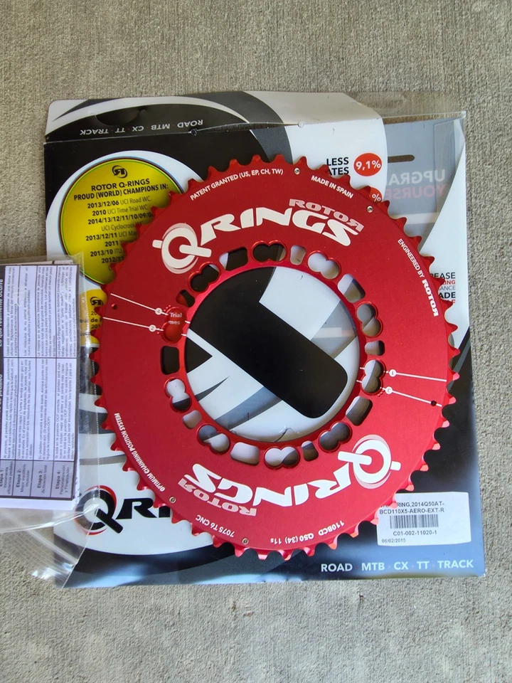 Rotor Q-Rings  110x5 BCD 50t Oval Chainring 2014Q50AT-BCD110X5-AERO - Image 1 of 3