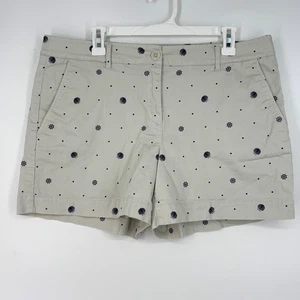 Nautica Womens Size 14 Chino Shorts Light Taupe Gray Navy Seashell Ships Wheel - Picture 1 of 8