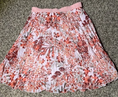 Jaclyn Smith Skirt Womens Size Large L Pink Red Floral Pleated Stretch Waist - Image 1 of 4
