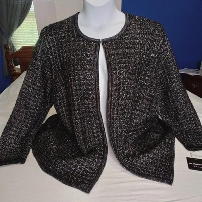 Cárdigan Suéter Liz Claiborne Para Mujer Gancho/Ojo Abierto Negro Multi Talla 1X Nuevo con Etiquetas $64 Foto 1 de 4