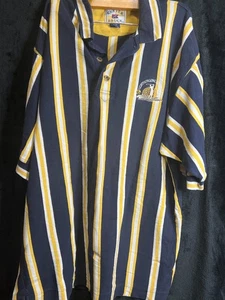 Vintage Cutter & Buck XL Striped Polo Shirt Navy Yellow White Golf Casual 100% C - Picture 1 of 3