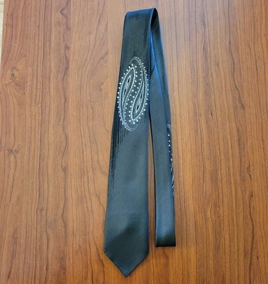 Corbata vintage Wembley negra cachemira Yin Yang 56 X 2,5 delgada  Foto 1 de 4