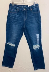 Neu mit Etikett Old Navy Damen-Boyfriend-Jeans mittelhoher Bund Used-Look/gerippt gerade Größe 6 - Bild 1 von 9