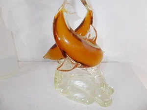 Vintage Murano Style Glas Dolphins Playing Statue: 4 lbs! 9-1/2 inches - Picture 1 of 6