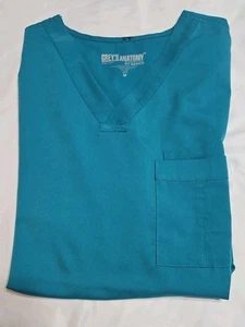 Men's  Grey’s Anatomy By Barco Teal M Medium MD Active Scrub Shirt Top Scrubs - Picture 1 of 4