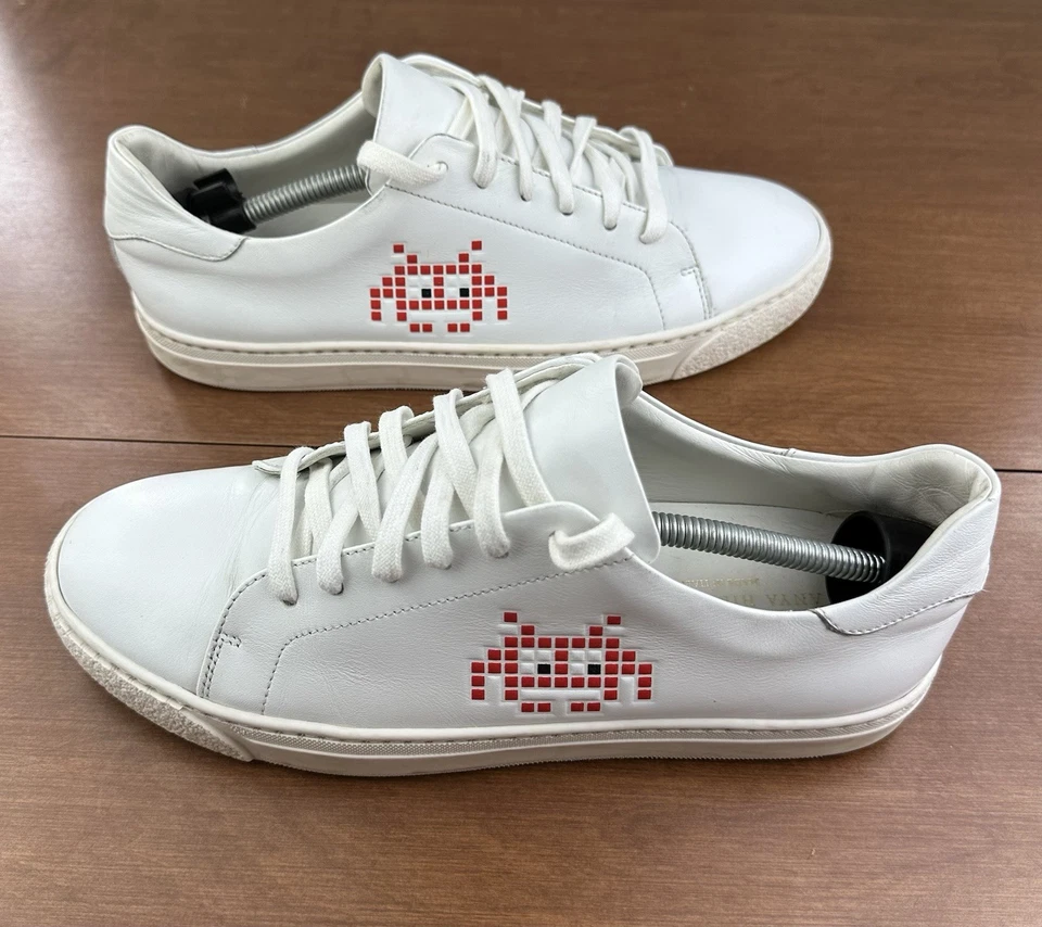 Tenis Anya Hindmarch Años 80 Space Invader Blancas Talla EUR 38 US 8 Cuero Lujo Foto 1 de 4