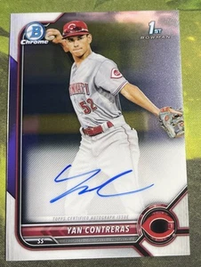 Yan Contreras - Bowman 2022 cromo primera en tarjeta automática - rojos - Imagen 1 de 2