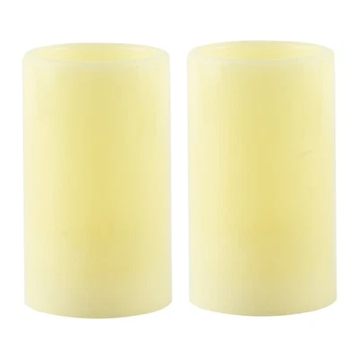 Battery Operated Flameless 4" Pillar Candle Set with Built-In Timer, Set of 2 - Image 1 of 3