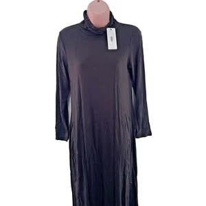 ISIF Jersey Long Sleeve Roll Neck Midi Dress, Size UK 16, Chocolate Brown - Picture 1 of 14