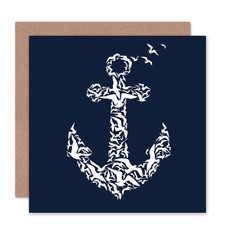 Seagulls Anchor Birds Blank Greeting Card With Envelope