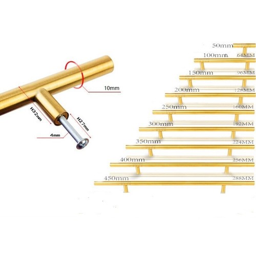Contemporary Gold T type Wardrobe Door Pull Handle made of Stainless