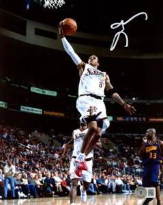 ALLEN IVERSON SIGNED 8x10 PHOTO PHILADELPHIA 76ERS LEGEND BECKETT WITNESSED BAS - Picture 1 of 2