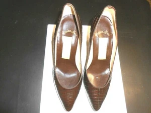 CLEO BOTTIER--ITALY--DARK BROWN ALLIGATOR PUMPS--(EUR) 36 1/2 - Picture 1 of 4