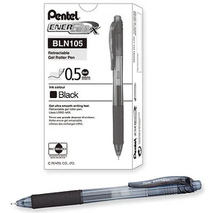 BLN105-A Pentel Energel-X RT Liquid Gel Pen, 0.5mm Needle Tip, Black, Pack of 12 - Picture 1 of 1