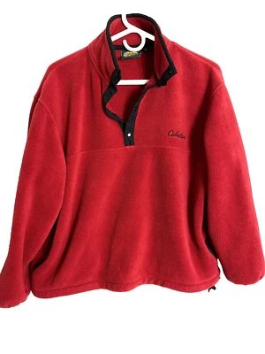 Cabelas Polartec 1/4 Snap Womens Size Medium Red Fleece Jacket - Image 1 of 4