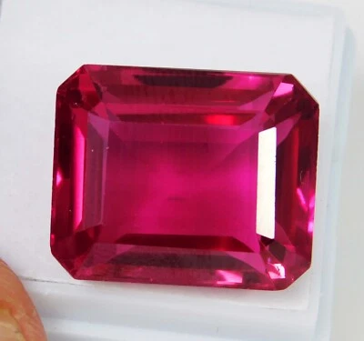 Natural 34.20 Ct Mozambique Pink Ruby Certified Emerald Cut Loose Gemstone - Image 1 of 4