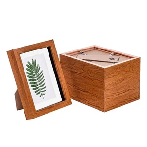 5x Dark Wood 5" x 7" Acrylic 3D Box Photo Picture Frame - White 4" x 6" Mount - Picture 1 of 7