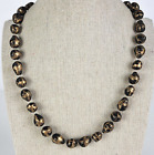 Collier perles en plastique noir et or Millefiori 30 pouces fermoir bague de printemps
