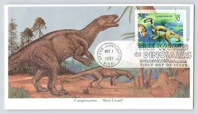 1997 Camptosaurus World of Dinosaurs FDC Mystic 32 Cent Stamp First Day Issue - Image 1 of 2