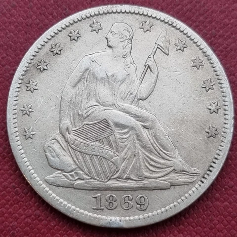 1869 S Seated Liberty Half Dollar 50c Higher Grade XF - AU #60197 Cover