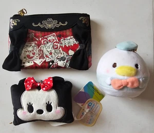 Disney Alice in Wonderland Flat Pouch Case Pouch Bag Plush doll ETC 3 Piece - Picture 1 of 2