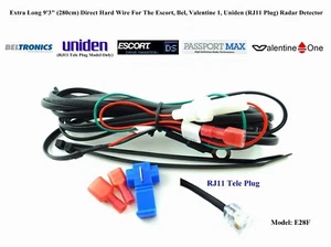 Extra Long 9'3" / 280cm Direct Hard Wire For Uniden Valentine 1 Radar Detector - Picture 1 of 9