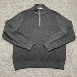 David Donahue Sweater Adult Large Gray Merino Wool 1/4 Zip Pullover Sweatshirt - Picture 1 of 8