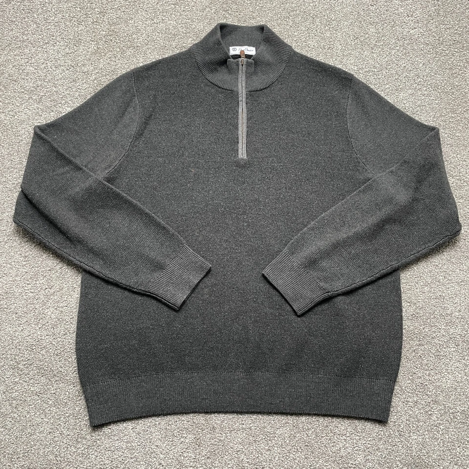 David Donahue Sweater Adult Large Gray Merino Wool 1/4 Zip Pullover Sweatshirt - Image 1 of 4