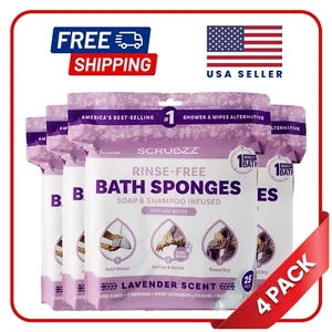 Scrubzz Disposable Rinse Free Bathing Sponges - Lavender, 100 Count - Picture 1 of 8