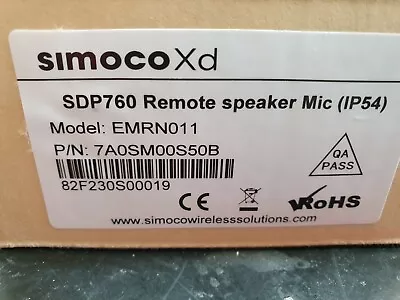 Simoco Xd SDP760 Remote Speaker Mic Model EMRN011 No Cable New Free UK Shipping - Image 1 of 4